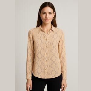EQUIPMET Femme Small Peach signature Shirt PYTHON Scale Print